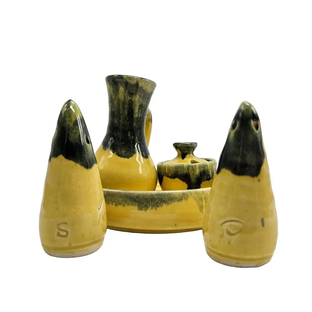 INEKE Victoria BC Drip Pottery Glaze BC Canada Green Yellow Kitchenware